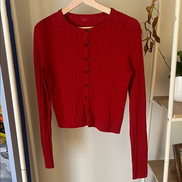 John Galt Red Cableknit Cardigan - Picture 3 of 6